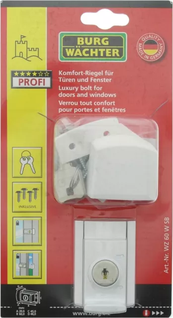 Burg Wächter Wz 60 W Sb Confort Verrou pour Portes Et Fenêtre en Blanc Neuf (117