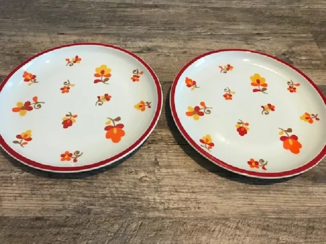 Lot Set 2 Hearthstone Block Vista Alegre PAPRIKA Retro Dinner Plates 10 5/8"