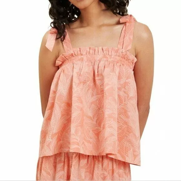 Seed Heritage Textured Tie Strap Baby Doll Top Size 12 Coastal Beach Boho BNWT