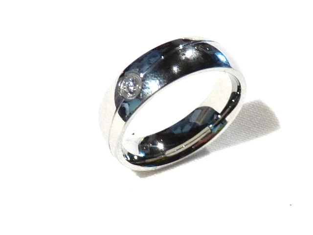 Bague jonc Anglais Gitan 3 faux diamants Acier inoxydable Or