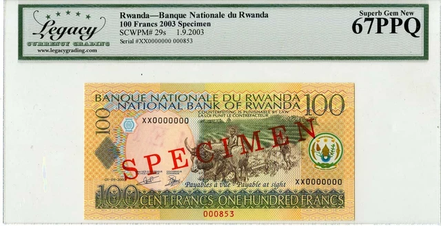 Banque Nationale du Rwanda, 2003 "Top Pop" Specimen Banknote