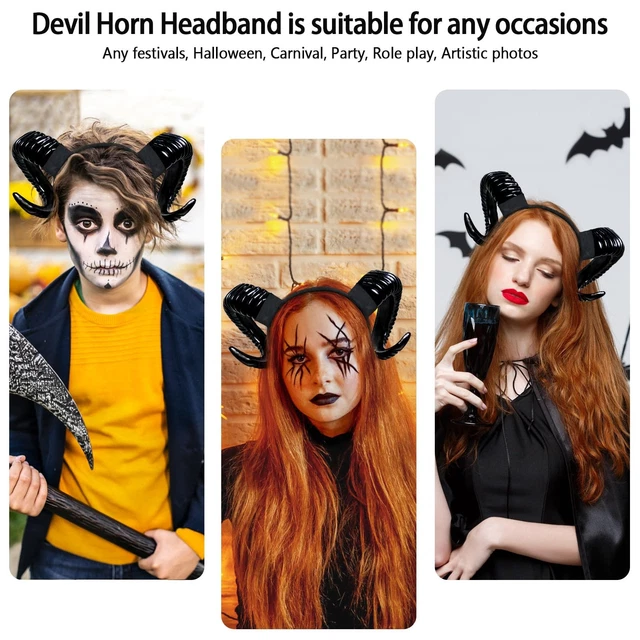 DEVIL HORNS HEADBAND, Black Horn Devil Costume Accessory Witch Horn ...