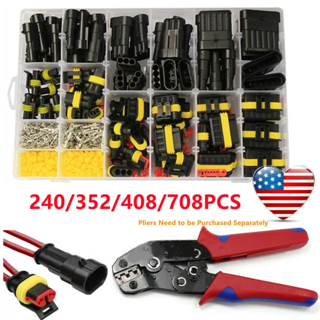 708Pcs 1-6 Pin Car Automotive Waterproof Electrical Wire Connector Plug Kit Set