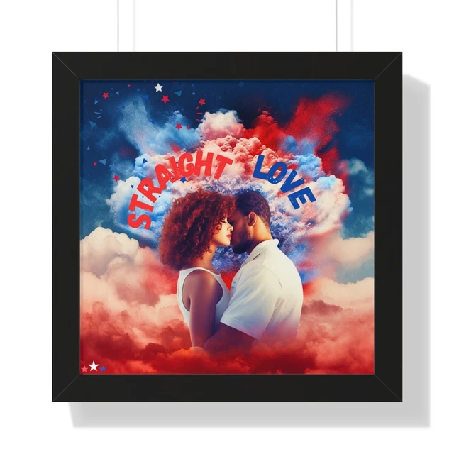 Póster horizontal enmarcado patriótico de amor recto