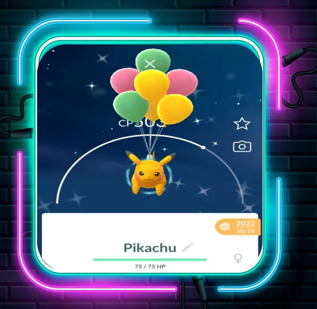 Pokemon Go Trading 1gen shiny Flying balloon Pikachu (registred) read  descript