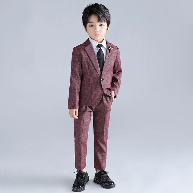Abiti da ragazzo pezzo abito da sposa pagina bambini ballo festa blu navy rosso 2-11 anni nuovo 3
