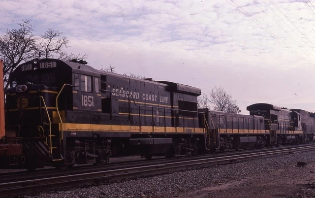 SCL SEABOARD COAST LINE Railroad Train Locomotive 1851 Original 1978 Photo Slide