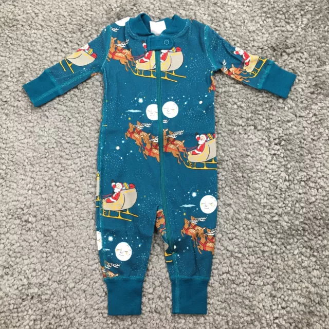 Hanna Andersson Organic Santa Front Zip Sleeper Pajamas Size 0-3 mo NWT $42