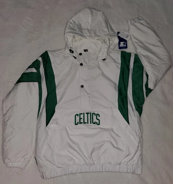 Boston Celtics Starter Jacket 1/2 Zip Front Pocket Pullover Detachable Hood XL🍀 Boston Celtics Starter Jacket 1/2 Zip Front Pocket Pullover Detachable Hood XL🍀