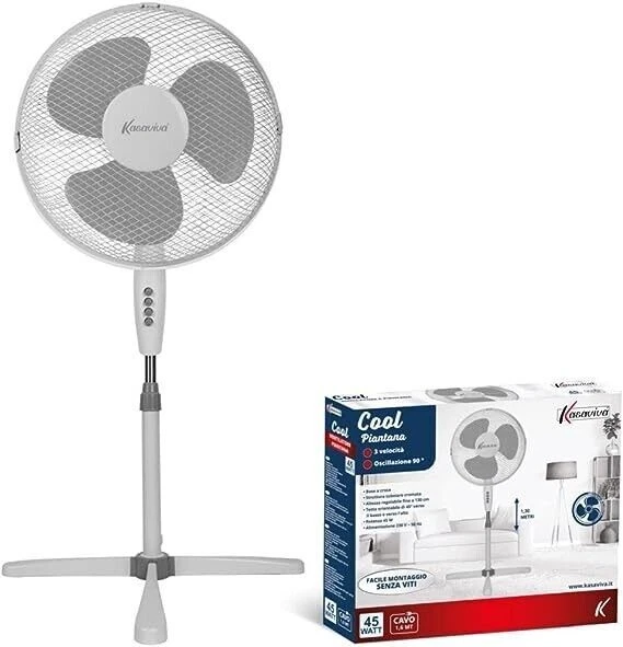 Ventilatore A Piantana High-Tech 45W - 3 Velocità, Oscillazione 90°, Altezza 130 Cm - Foto 7