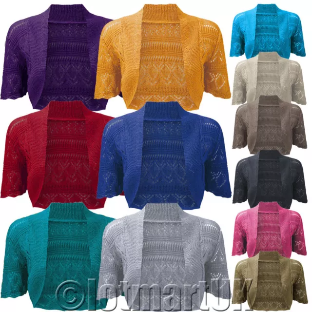 Donna Bolero Coprispalle Cardigan Lavorato a Uncinetto Top da Donna