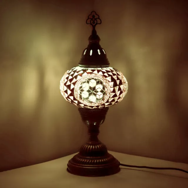 Lampada da tavolo turca stile Tiffany vetro colorato marocchino mosaico lampadina senza luce