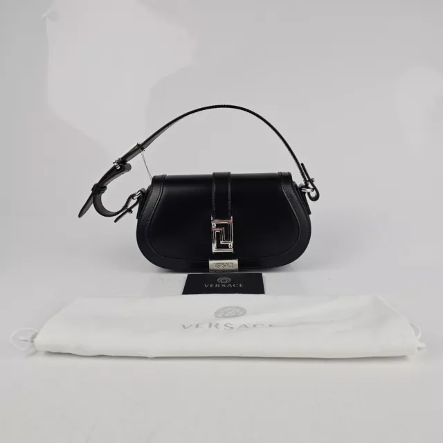Versace Greca Goddess Mini Black Leather Shoulder Bag New FW23 2