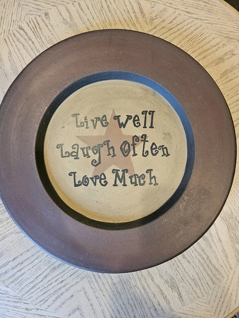 CVHOMEDECO. Primitive Lot de 3 boîtes gigognes carrées vintage en carton « Live Well, Laugh Often, Love Much » 22,9 x 22,9 x 10,4 cm