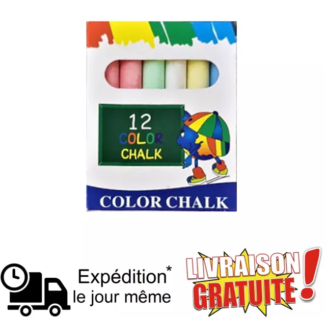 12 BÂTONS DE CRAIE DE COULEUR MIXTE tableau noir enfants art artisanat.