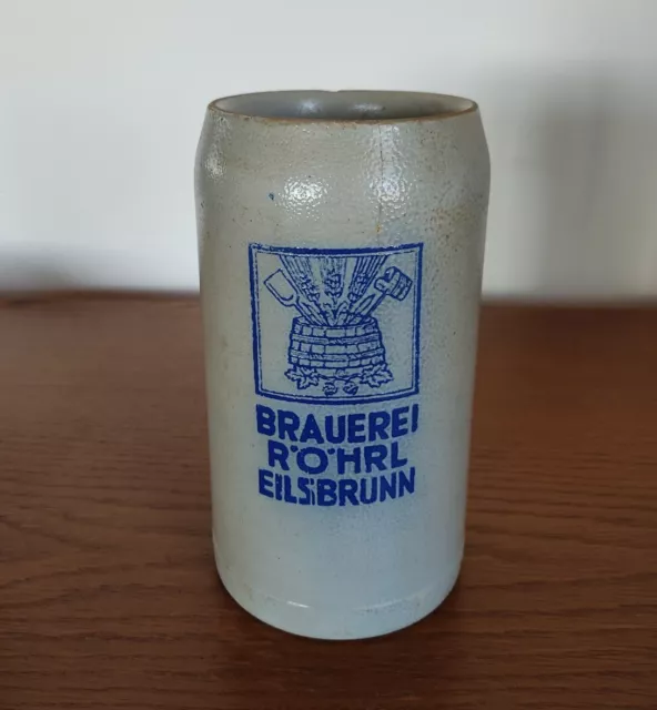 Bierkrug Brauerei Röhrl Eilsbrunn Oberpfalz 1 Liter Reklame selten Steinzeug Alt