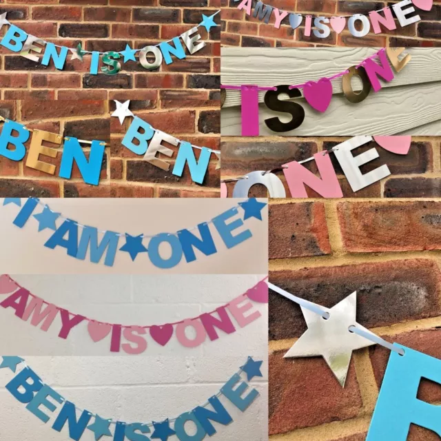 Personalised Birthday Bunting Party Decoration Boy Girl Banner First 1st 2nd 3rd 2