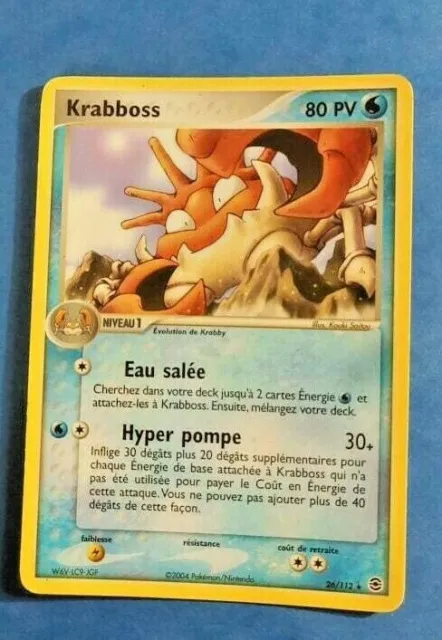 Carte Pokémon française krabboss  26/112 Rouge Feu & Vert Feuille BON ETAT RARE