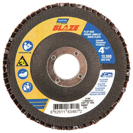 Norton Abrasives 66261183487 Arbor Mount Flap Disc,4-1/2In,40,Coarse
