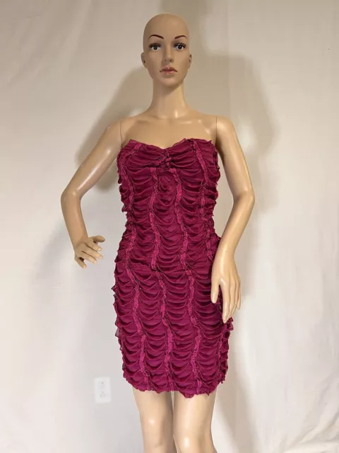 Va Va Voom Strapless Women’s Dress. Pink Ruched Ruffles Mini Dress. Size Small