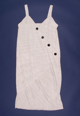 Zara White Striped Button Detail Sleeveless Midi Dress Size M Medium