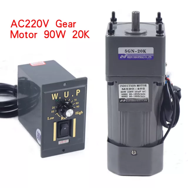 1:20 20K motore ingranaggio motore elettrico motore cambio regolatore velocità monofase 220 V 90 W