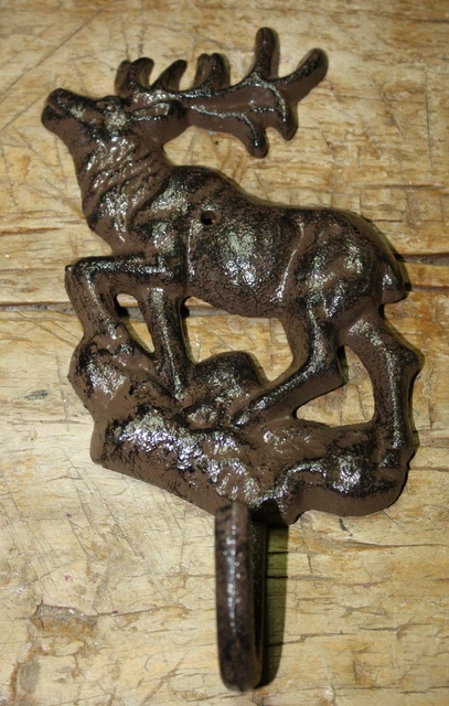 Cast Iron Antique Style ELK Coat Hooks Hat Hook Rack Towel DEER Hunting Stag