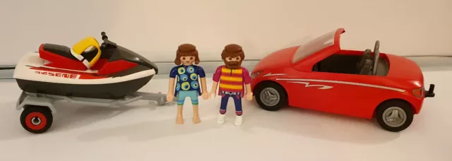 Playmobil La Voiture De Ville Avec 2 Personnages + Remorque Et Jet Ski