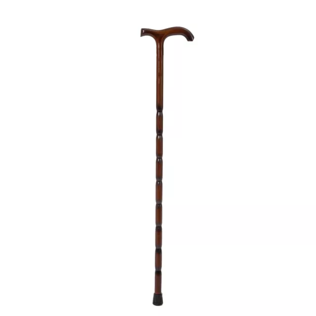 Wooden Fashion Cane Walking Stick - 36 in Notched Style Derby Handle Dark Brown