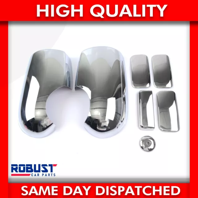 For Ford Transit Mk6 Mk7 Chrome Wing Mirror Covers & 4 Door Handle Covers 00-13