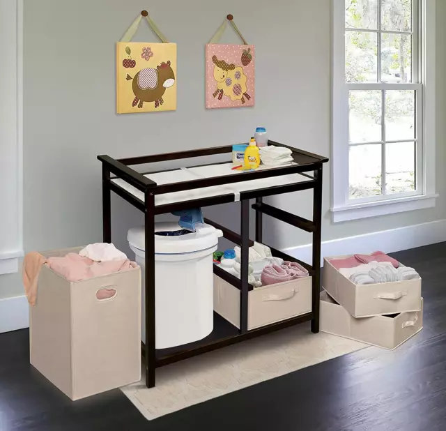 Badger Basket Modern Changing Table With Hamper/3 Baskets Espresso 3
