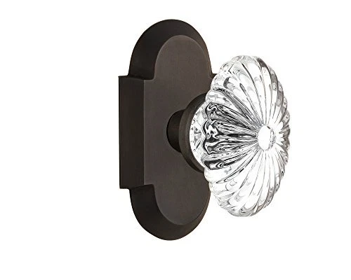 Nostalgic Warehouse Cottage Plate with Oval Fluted Crystal Glass Door Knob, P...