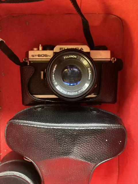 Vintage Fujica ST605 35mm Film Camera With 55mm Lens & Vivitar 62mm SKYLIGHT 1A