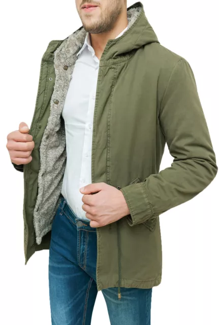Giaccone Parka uomo verde slim fit aderente casual giacca invernale S M L XL XXL