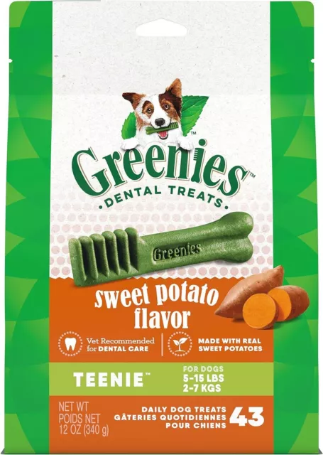 Teenie Natural Dog Dental Treats, Sweet Potato Flavor, 12 oz. Pack ( 43 Treats )