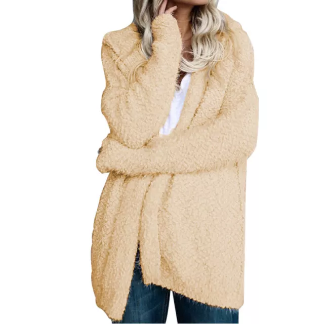 Womens Teddy Bear Coat Cardigan Ladies Fleece Hoodie Fluffy Baggy Jacket Tops 2