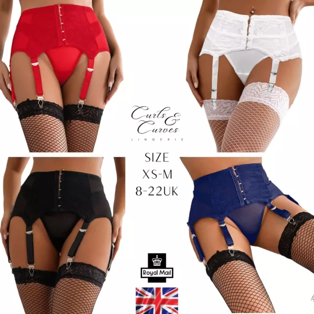 Plus Size Vintage Mesh Garter Sexy Lace Suspender Belt With Panty Size 8-22 UK