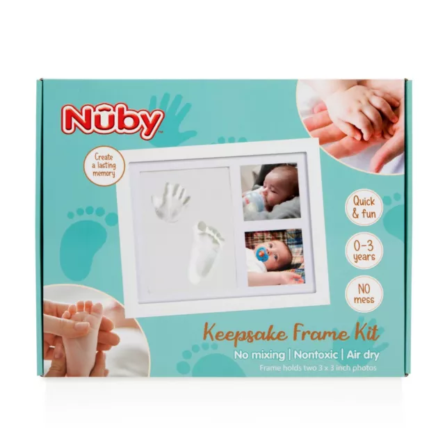 Nuby Baby Hand & Foot Print Keepsake Frame Kit - Two 3 x 3" Photos & Clay Print