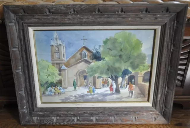 TOM HELZER ORIGINAL Signed Watercolor Painting Santa Fe New Mexico ...