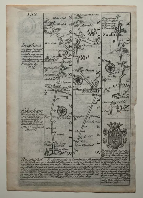 Owen and Bowen Original County Map of Hertfordshire and Strip Road Map; ca 1720 2