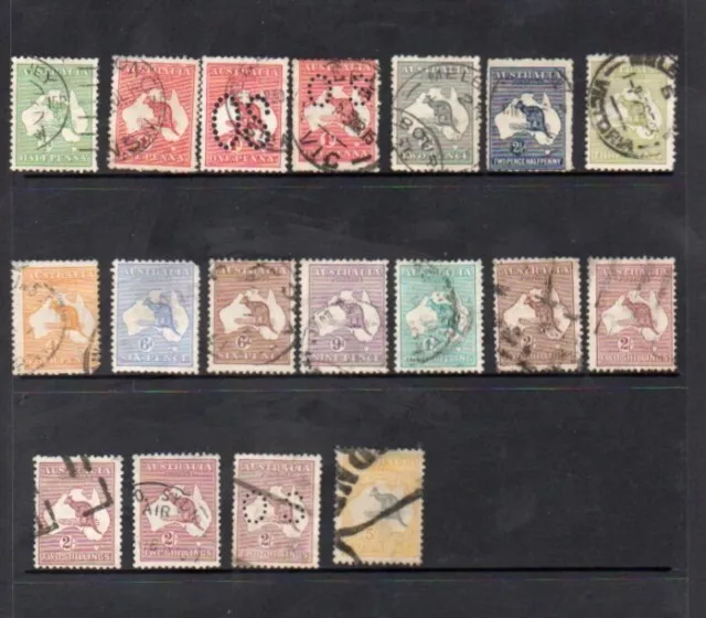 Kangaroos  ½d to 5/- Kangaroos. all used