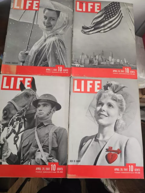 Life Magazine April 7, 14, 21, 28, 1941, Full Month