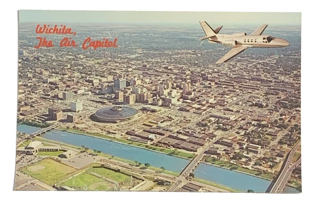 Wichita, The Air Capital Postcard Aerial View , Cessna Airplane Production