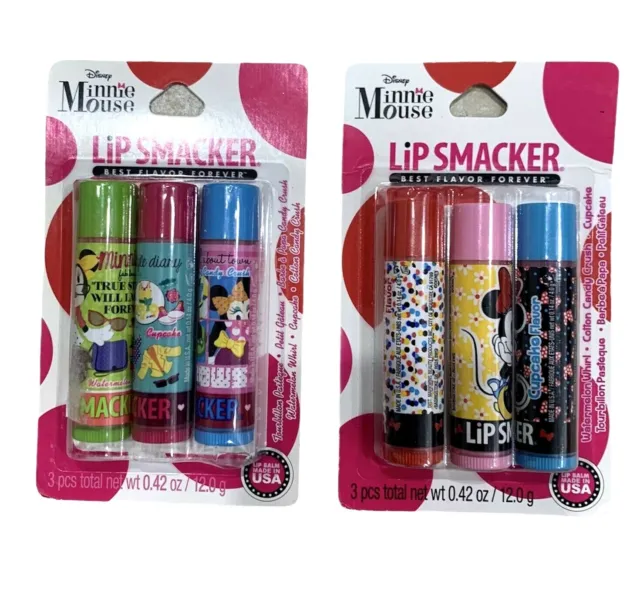 Lot Of 2 Lip Smacker Disney Minnie Mouse Trio Packs, 3 Different Flavors