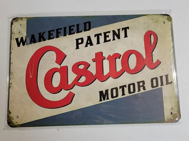 Castrol Motor Oil Rustic Retro Aluminum Metal Sign 8x12 INCH