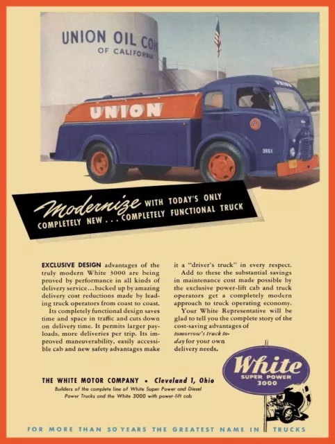 1950 White 3000 Union Oil Tanker Truck NEW METAL SIGN: 9" x 12" & Free Shipping