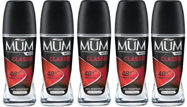 5x Mum MEN Classic Antitranspirant Deo Roll On Deodorant 48h Deoroller 50ml