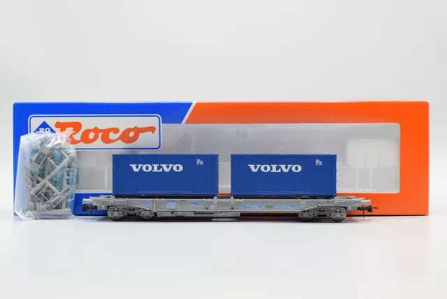 Roco H0 47020 Einheitstaschenwagen mit Containern "Volvo" SJ