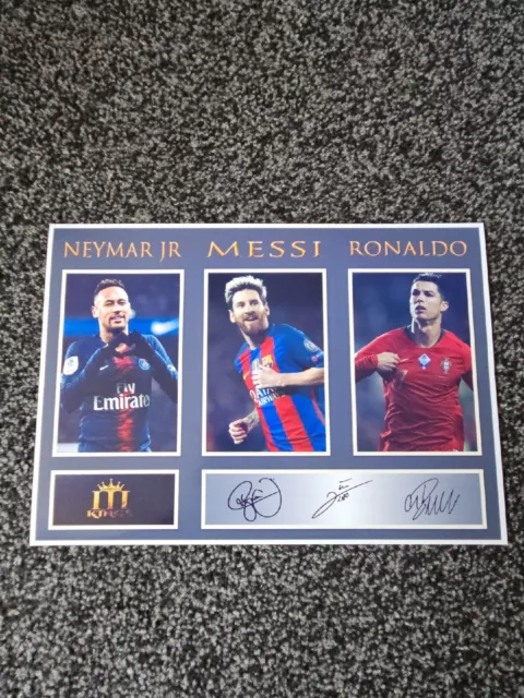 Messi Ronaldo Neymar Signed Photo Print Autographed Poster Football  Memorabilia