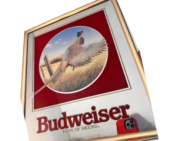 Vintage 1992 Anheuser Busch Budweiser King of Beers Pheasant Bar Mirror